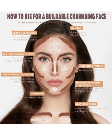 CCbeauty 4Pcs 06# Highlighter Contour Bronzer Blush Shimmer Stick Set - Professional Facial Makeup Kit for Women | Mother's Day Gift - Buy Online on GoSupps.com