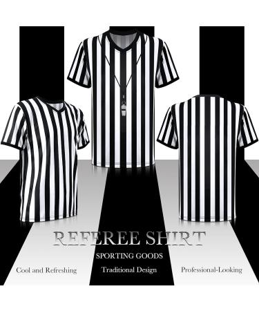 4 Pack Black White Stripe Referee Shirt Set with Whistle - Official V-Neck, Size Large - Buy Online on GoSupps.com