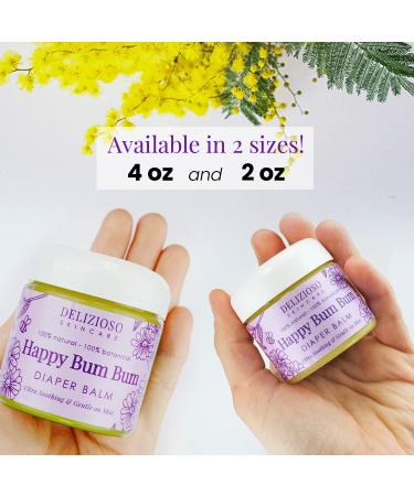 Delizioso Skincare Happy Bum Bum Diaper Baby Balm - 100% Natural Calendula, Chamomile, Lavender Infused Moisturizer for Eczema & Dry Skin - Cruelty-Free Salve - 2 oz - Buy Online on GoSupps.com