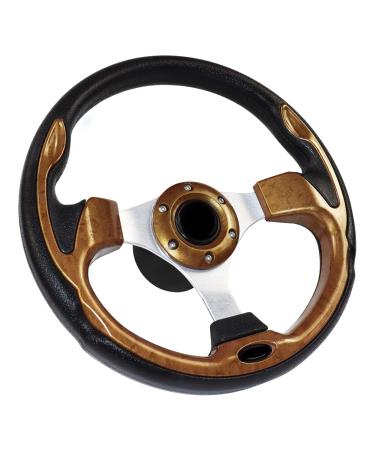 MOTAFAR 12.4" Boat Steering Wheel with 3/4 Tapered Shaft, Anti-Slip PU Carbon Fiber Steering Wheel for Seastar and Verad, etc. for Marine Boats, Vessels, Yacht, Pontoon Boat(5156-Brown)