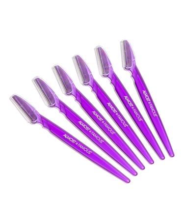 Almost Famous Women's Face Exfoliator Beauty Razors For Facial or Body Hair Removal, Razor Trimmer for Eyebrow, Face, Leg, and Neck, Beauty Groomers - Purple 6 Count (Pack of 1) Purple