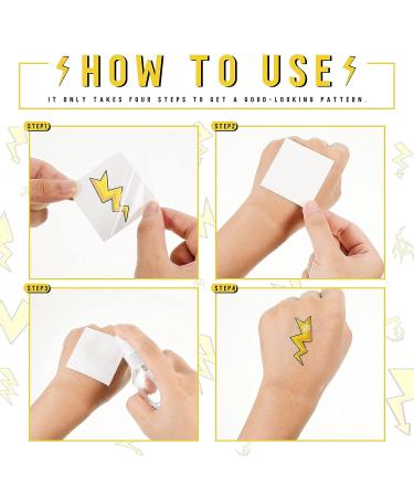 144 Lighting Bolt Tattoos - Temporary Stickers for Birthday Party Favors - 9 Styles - Buy Online on GoSupps.com