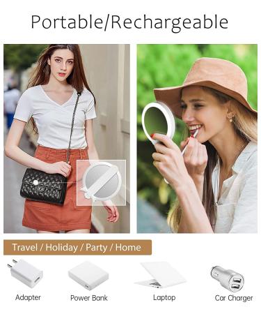 FASCINATE Handheld Mirror 10x Magnifying Makeup Mirror with Handle | Two Sided, Portable & Rechargeable | 10X/1X Magnification | Swivel Handle - Ideal for Women - Buy Online on GoSupps.com