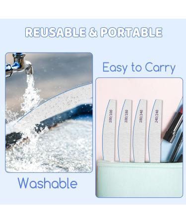 12 PCS Double Sided 100/100 Grit Nail Files for Acrylic and Natural Nails - Washable & Reusable - Blue Emery Board for False Nails - Buy Online on GoSupps.com