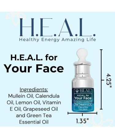 H.E.A.L. For Your Face | All-Natural Facial Serum with Green Tea Mullein & Calendula Oils | Preservative-Free Acid-Free Hydrating Formula 1 oz - Buy Online on GoSupps.com