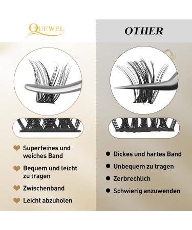 Cluster Lashes QueWel 72 PCS - DIY Eyelash Extensions Soft Individual D Curl 8-16mm Length for Home Makeup - Buy Online on GoSupps.com