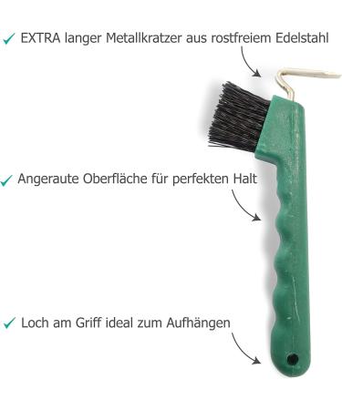 Premium Hoof Pick Set for Horses Donkeys & Goats - Extra Sturdy Brush & Ergonomic Handle (2x Green) - International Shipping Available - Buy Online on GoSupps.com