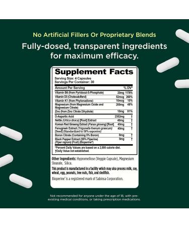 The Genius Brand Test Black Label - Testosterone Supplement for Men - Muscle Support Energy & Performance Support - with D-Aspartic Acid Magnesium Korean Red Ginseng & Vitamins - 120 Capsules - Buy Online on GoSupps.com