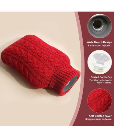Samply 2L Hot Water Bottle with Knitted Cover for Hot & Cold Compress - Red | Hand, Feet, Neck, Shoulder Pain Relief - Buy Online on GoSupps.com