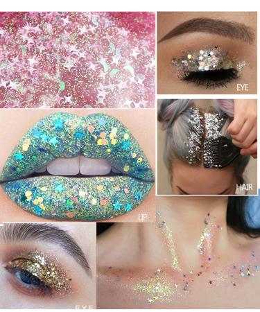 GL-Turelifes 30ml Sequins Chunky Glitter Liquid Eyeshadow Gel - Peacock Blue | Long Lasting, Easy to Apply & Remove | Festival Cosmetic for Face, Hair & Nails - Buy Online on GoSupps.com