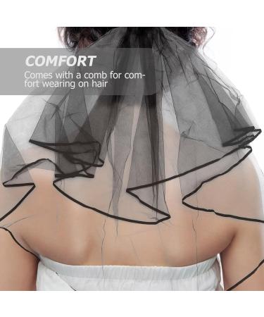 Lurrose Black Wedding Veil - Elegant Short Veil with Comb | Women's Costume Accessory for International Shipping - Buy Online on GoSupps.com