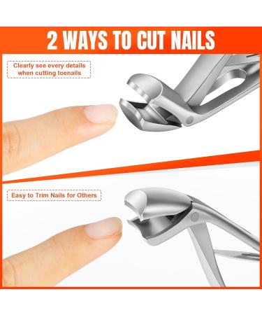 DRMODE Angled Head Nail Clippers for Thick Nails - Premium Steel Toe Nail Cutter with Wide Opening for Men, Seniors, Women - Silver - Buy Online on GoSupps.com