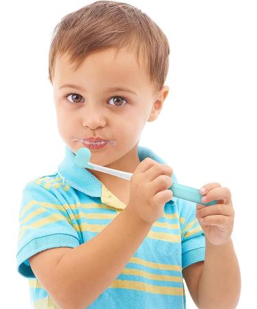 3 Sided Toddler Toothbrush | Soft Bristles Kids Toothbrush for Autism Sensory Needs | Gentle Silicone Brush Heads in Blue & Yellow - Optimal Oral Care for Kids - Buy Online on GoSupps.com