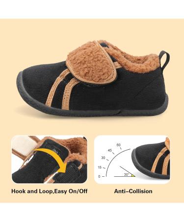 JOINFREE Baby Girl Anti-Slip First Walking Shoes | Plush Boys Slipper Shoes | Cozy Toddlers Shoes | 2.5/3 UK Child | Black Brown - Buy Online on GoSupps.com