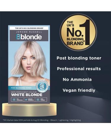 Jerome Russell Bblonde White Blonde Post Blonding Toner - Semi Permanent Hair Dye Kit with Brazil Nut Oil - No Ammonia, Vegan - 1 Count - Buy Online on GoSupps.com