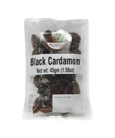 Desi Kitchen Jumbo Black Cardamom Pods 1.6oz (45gm) Natural  no preservatives  no additives  no agents  no irradiation  With OUR FRESHNESS GUARANTEE.