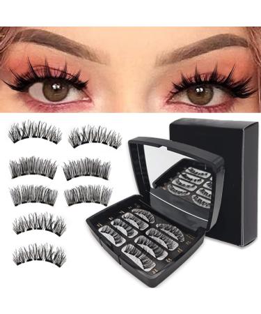 Magnetic Eyelashes without Eyeliner Reusable Soft 3D Dual Magnets False Eyelashes Natural Look Lashes Magnets Extension False Eyelashes No Glue With Tweezers Applicator for Women Makeup