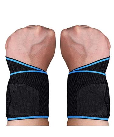 ENOSCO Wrist Wraps 16" Professional Quality Elastic & Breathable Sports Wraps Weight Lifting Gym Wrist Wraps Wrist Support Braces for Men & Women | Weightlifting Powerlifting Wraps Blue