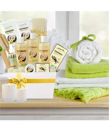 Warm Vanilla Sugar & Coconut Milk Deluxe Spa Gift Basket for Women - Ultimate Large Bath & Body Set - Buy Online on GoSupps.com