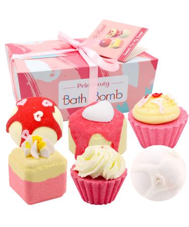 6Pcs Bath Bombs Gift Set  Handmade Natural Essential Oil Scented Bubble Bath Salts Shower Ball Birthday Birthday Valentines Day Anniversary Christmas Gifts for Women  Mom  Her  Kids