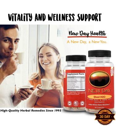 Shed H2O Natural Diuretic Water Pills for Water Retention Relief | Reduces Bloating & Water Weight | Supports Healthy Potassium Levels | Men & Women Support | New Day Health - Buy Online on GoSupps.com