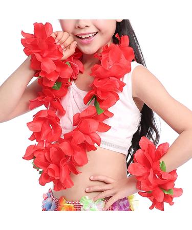 Hawaiian Luau Party Supplies - Red Leis Headband, Wristbands, Hair Clips, Bracelets & Barrettes - Buy Online on GoSupps.com