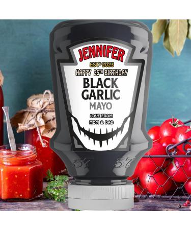 Personalised Customised Bottle Label Sticker for Heinz Black Garlic Mayo 220ml