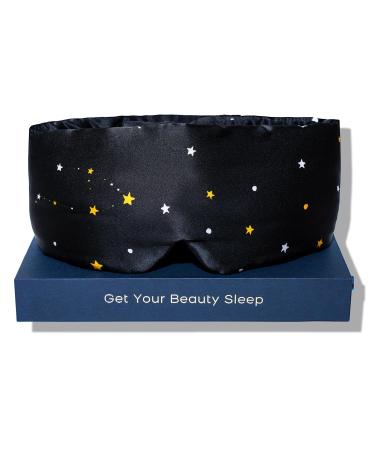 Fleur&Yang Silk Sleep Mask Adjustable Blackout Sleeping Mask for Men Women Soft Breathable 100% Mulberry Silk Fabric Cooling Eye Cover Blindfold for DeepSleep or Meditationc(Starlight)