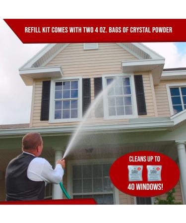 Full Crystal Refill Kit - 4 Oz. Crystal Powder Exterior Window Cleaner Packets - Cleans 40 Windows - 4 Ounce (Pack of 2) - Buy Online on GoSupps.com