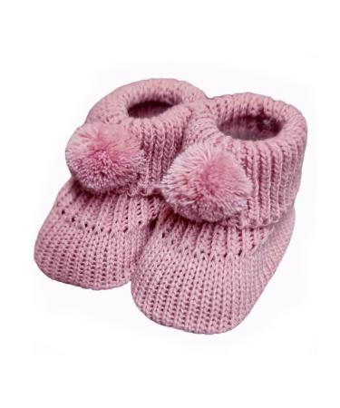 Royal Icon Newborn Baby Booties 0-3 Months Baby Boys Girls Pom Pom Booties Adorable Warm Soft Stylish Bootees Ideal for Indoor and Outdoor Use RI408 3 Months Rose Gold Ri377