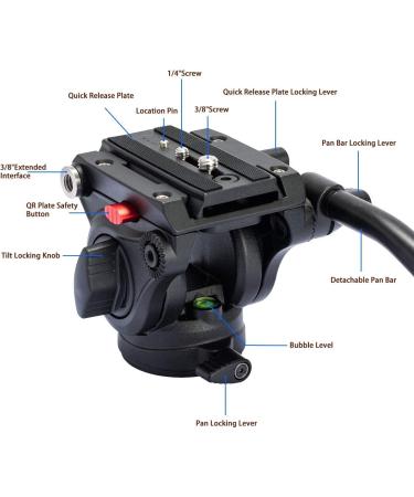 Avella Metal Video Tripod Fluid Head | Lightweight Heavy Duty Compatible with Manfrotto | Max Load 13.2lb/6kg | DSLR Cameras, Camcorder, Monopod - Buy Online on GoSupps.com
