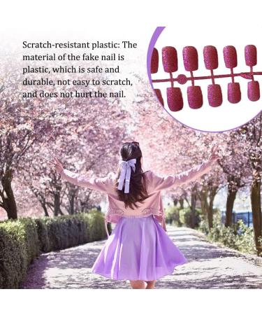 rongweiwang 24 Pieces Fake Nails Press on Flat-end Artificial Nail Tips Elegant DIY Accessory Beauty Kit Manicure Decoration rose red - Buy Online on GoSupps.com