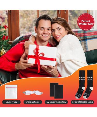 Rechargeable Heated Socks with 3 Heat Settings - Black&Gray-XL | Remote Control Washable Foot Warmers for Winter | 5000mAh Electric Heated Socks for Men Women - Buy Online on GoSupps.com