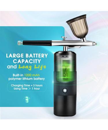 Airbrush Kit with Air Compressor Rechargeable Cordless Airbrush Gun Portable Handheld Airbrush Set for Makeup Cake Decor Model Coloring Nail Art Tattoo Simple Operation Easy Cleaning Black - Buy Online on GoSupps.com