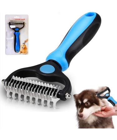 2 In 1 Pet Grooming Tool Dematting Comb for Dogs & Cats 2 Sided Undercoat Rake Deshedding Tool Cat Matted Fur Remover For Long Haired Cat Dog Tangles Removing (BLue Style B) - Buy Online on GoSupps.com