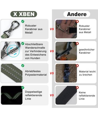 X XBen 30m Dog Tow Line - Robust Leash with Lockable Carabiner | Reflective Training Line for Medium & Large Dogs - Convenient Hand Loop Green - Buy Online on GoSupps.com