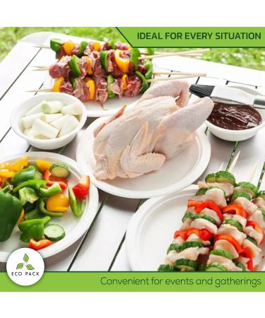 Eco Pack 125Pcs 10 Compostable Plates Eco-Friendly Heavy Duty Biodegradable Dinnerware Set Made of Bamboo Sugar Cane Fibers Disposable Wedding BBQs Picnic and Parties Plates - Buy Online on GoSupps.com