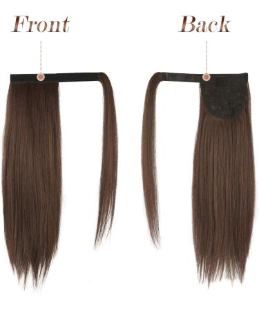 FESHFEN Straight Ponytail Extension 16 Medium Brown & Light Auburn Mixed - Clip in Synthetic Hairpiece for Women & Girls - Buy Online on GoSupps.com