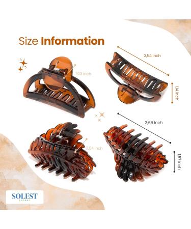 Brown Hair Claw Clips Set - 6 Trendy Mixed Design Hair Clips for Thick Thin Long Hair - Buy Online on GoSupps.com