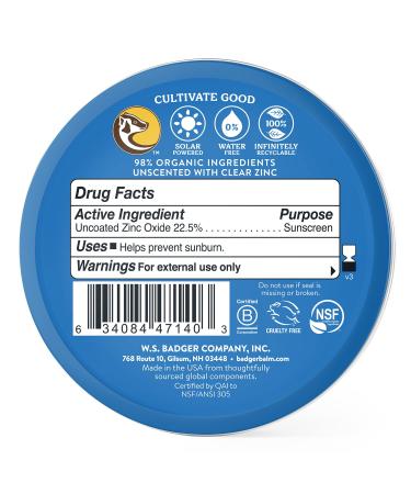 Badger Clear Zinc Sunscreen Cream SPF 40 - Unscented 2.4 oz | Natural Protection - Buy Online on GoSupps.com