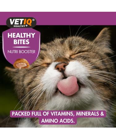 VetIQ HealthyBites Nutri-Booster Cat Treats 8x 65g Cat Supplements Packed with Vitamins Minerals & Amino Acids Immune System Support High Meat Content Omega-3 Cat & Kitten Health - Buy Online on GoSupps.com