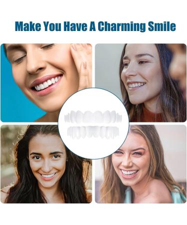 Flipped Warm Veneers Teeth Set - Temporary Artificial False Teeth for Men & Women - Easy Plug-In Top & Bottom 2 Pairs - Buy Online on GoSupps.com