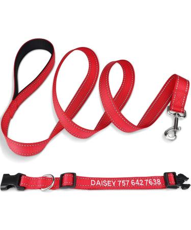 Personalized Reflective Dog Collar & Leash Set for Large Dogs - Tagme 1.5m Double-Sided Leash Red - Perfect for Safe Walks - Buy Online on GoSupps.com