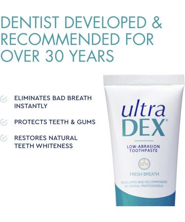 UltraDEX Low-Abrasion Toothpaste 6 X 75ml - Clinically Proven 12hr Bad Breath Treatment with Fluoride Mint - Gentle & Non-Foaming - White - Buy Online on GoSupps.com