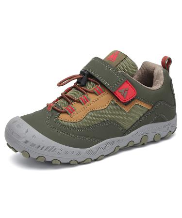 Mishansha Boys Girls Hiking Shoes Mesh Knit Low Top Sneakers Outdoor Trekking Walking Climbing Running 13 Little Kid Green