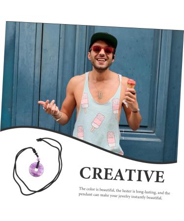 Iwowhero Gemstone Amulet Necklace - Purple Crystal Pendant with Safety Buckle - Chinese Safe Stone Chain - 3x3x1cm - Buy Online on GoSupps.com