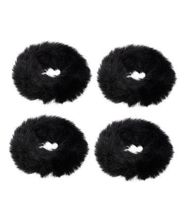4 Pieces Hair Bow Autumn Winter Hair Ropes Hair Band Furry Ponytail Holder for Women Girl Scrunchies Hair Rope Lose Christmas
