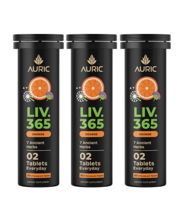 Auric Herbal Liver Support Supplement | Milk Thistle (Silymarin) Turmeric Garlic Ginger for Liver Health | Advanced Detox & Cleansing Formula for active Liver | 60 Tablets | Plant Based Gluten-Free Orange 20 Count (Pack
