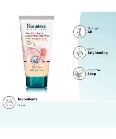 Himalaya Clean Complexion Brightening Face Wash - 5.07 fl oz (150 ml) | Glow & Cleanse Skin - Buy Online on GoSupps.com