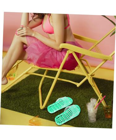 MAGICLULU 2 Pairs Slippers Quick Drying Shower Slippers Green Home Indoor Slippers Non Dorm Shoes Gym Foot Spa Soak Tub Shower Footware Massaging Travel Pvc Household Plastic Barrel 25x9.5cm 8x4pcs Greenx4pcs - Buy Online on GoSupps.com